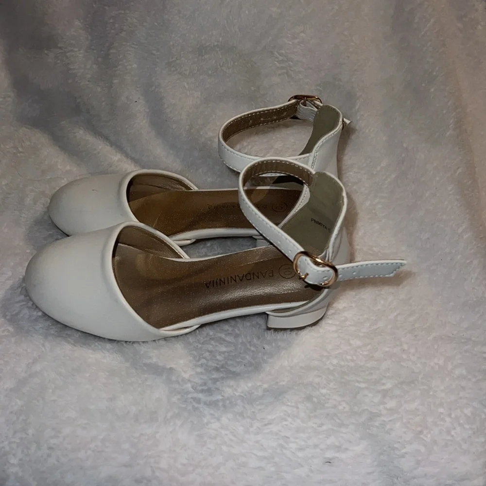 White Ankle Strap Closed-Toe Heels